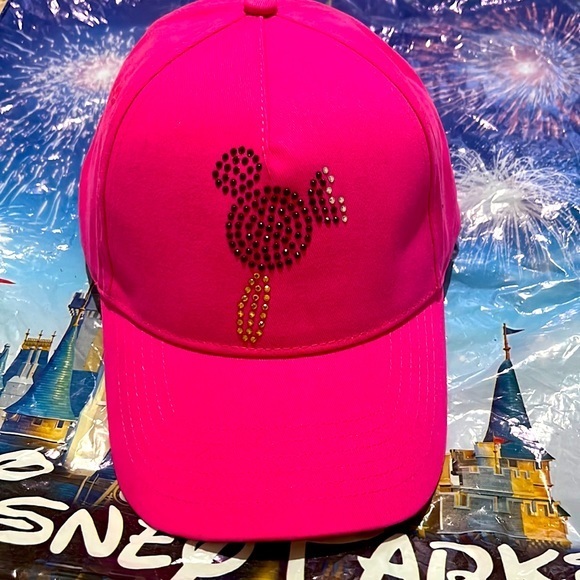 Disney Blinged Mickey Bar Pink Hat with Adjustable Strap - Picture 1 of 5